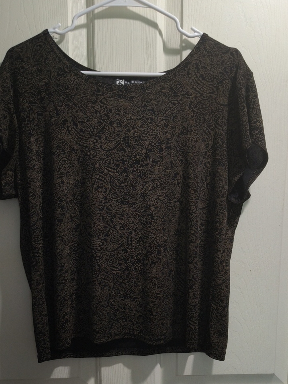 R&M Richards Black Short Sleeve Paisley Tee